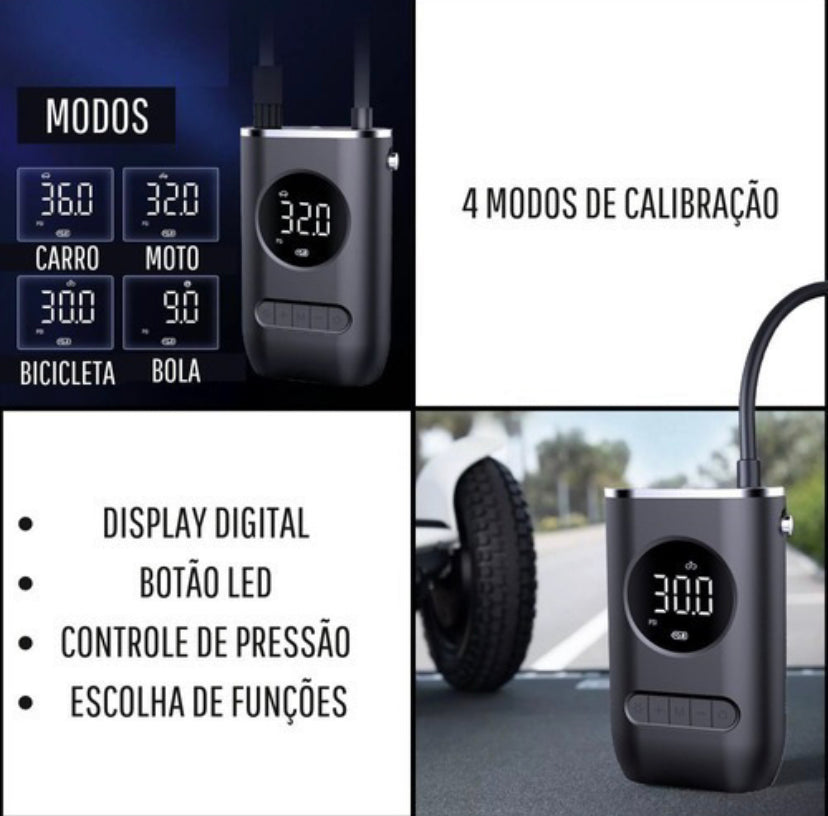 Mini Bomba de Ar Portátil para Carros